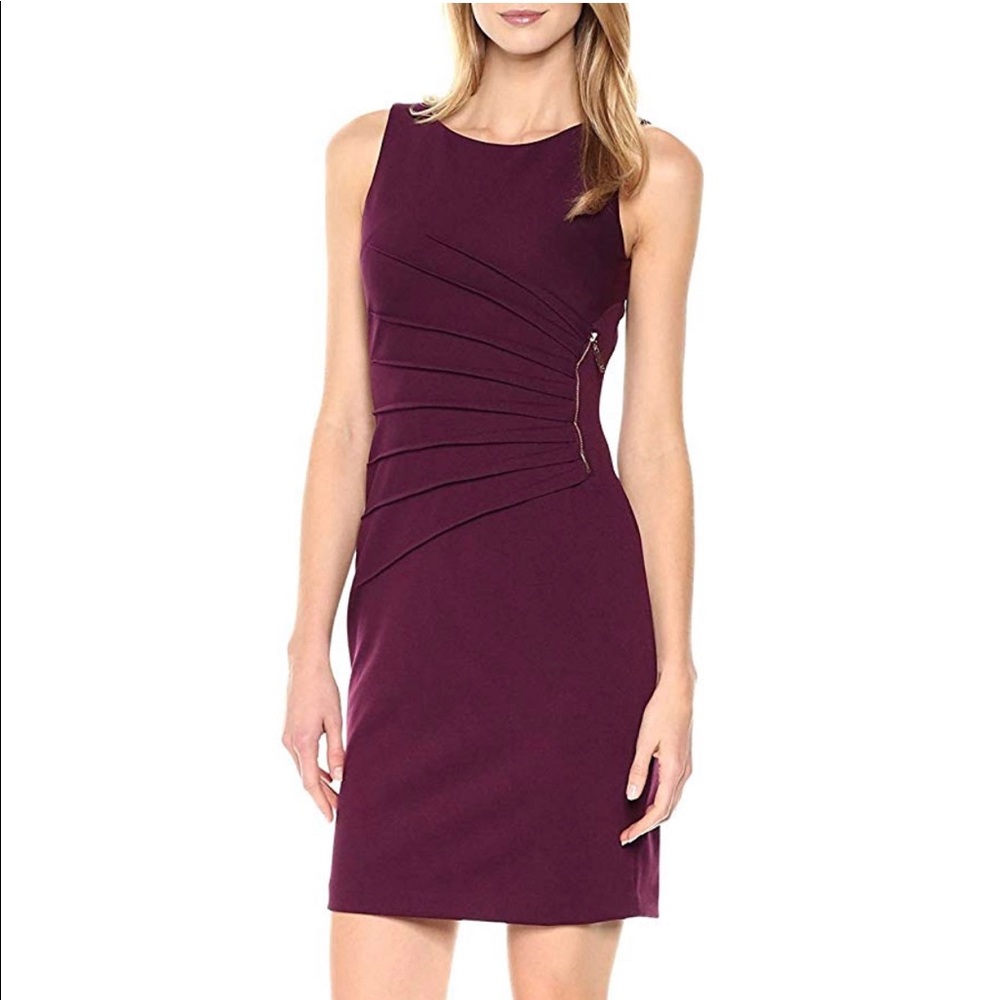 Ivanka Trump Ponte Side Ruched Starburst Dress